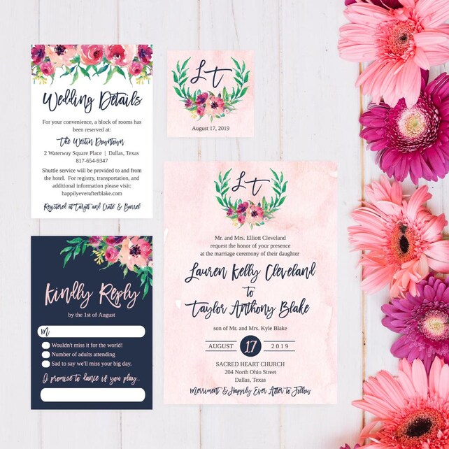 Simple Wedding Invite Templates Wedding Invitation Suites Package