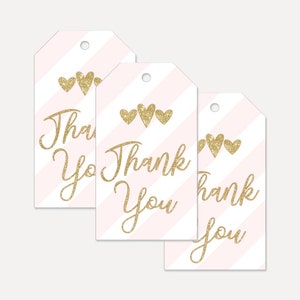 Pink Vertical Stripe Baby Shower Favor Tags, Thank You Favor Tags Baby Shower, Thank You Favor Tags Printable, Baby Shower Thank You Tags