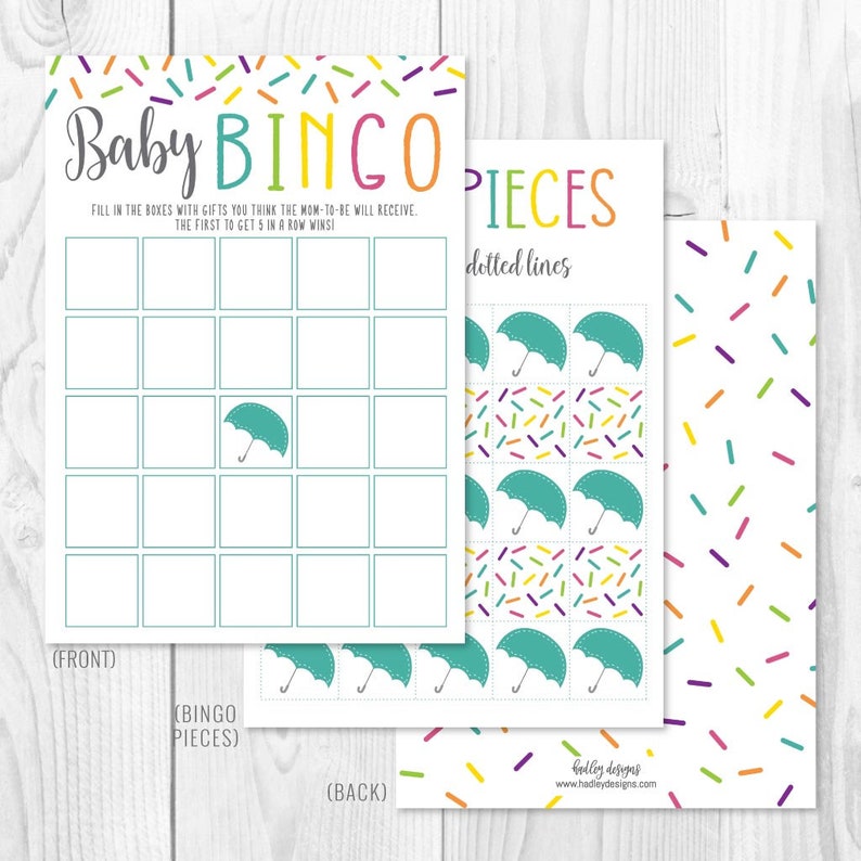 Sprinkle Baby Shower Bingo Game Template Bingo Baby Shower Etsy