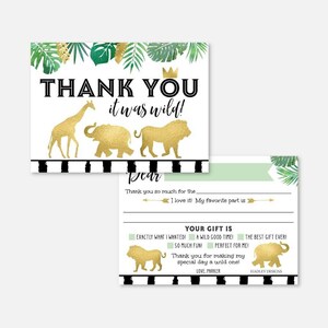 Wild One Safari Kids Party Vul het lege bedankkaartsjabloon in - Wild One Safari Bedankkaart Instant Download, bedankbriefje