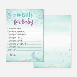 Meerjungfrau Baby-Dusche-Wünsche-Karten-Vorlage - Baby-Gut-Wünsche, Gut-Wünsche für Baby-Buch, Baby-Dusche-Gut-Wunsch-Mama-Vorlage