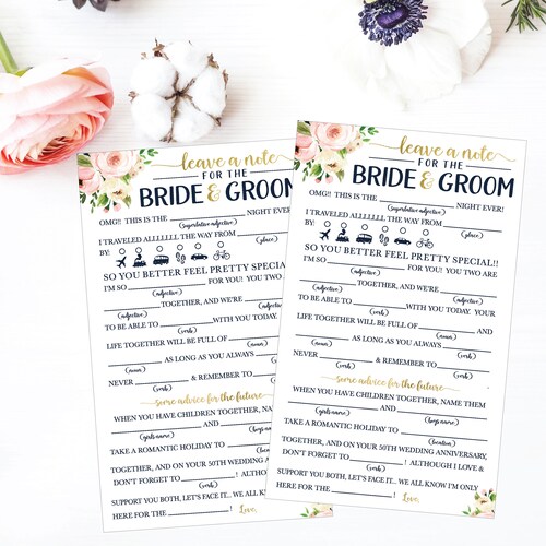 Wedding Mad Lib Printable Wedding Madlibs Funny Wedding - Etsy