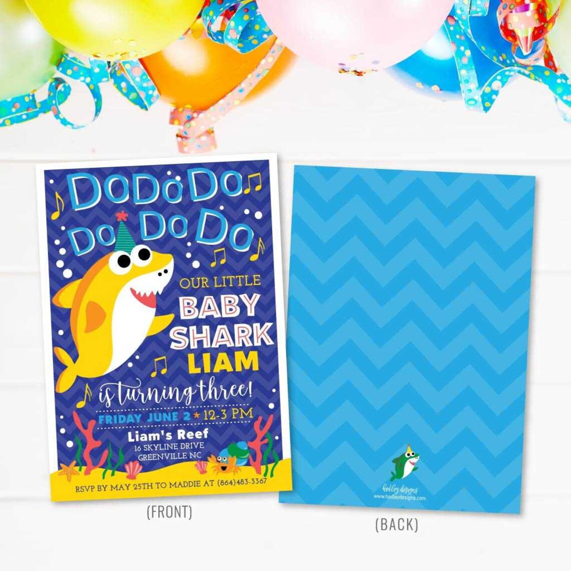 Baby Shark Invitation Download Baby Shark Invitation Instant Etsy