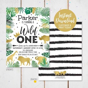Wild One Safari Birthday Invitation Printable,Wild One Safari Birthday Invitation Instant Download,Kids Invite,HadleyDesigns,DigitalTemplate
