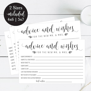 Words of Wisdom Printable Wedding Cards, Guest Book Idea, Rustic Advice Cards for Newlyweds Bridal Shower or Reception, DIY Instant Download image 1