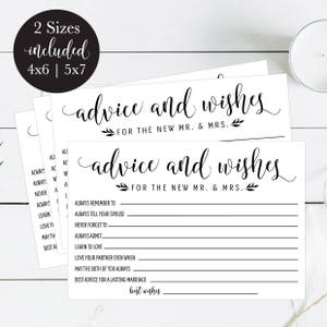 Words of Wisdom Printable Wedding Cards, Guest Book Idea, Rustic Advice Cards for Newlyweds Bridal Shower or Reception, DIY Instant Download