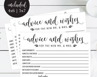 Words of Wisdom Printable Wedding Cards, Guest Book Idea, Rustic Advice Cards for Newlyweds Bridal Shower or Reception, DIY Instant Download