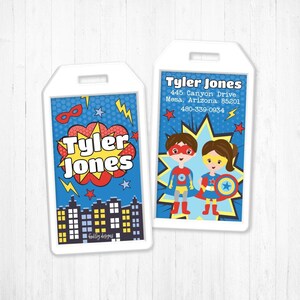 Superhero Luggage Tag, Boys Luggage Tags, Luggage Tags For Boys,  Luggage Tags Blue, Blue Luggage Tags, Kids Luggage Tags, Boys Bag Tag