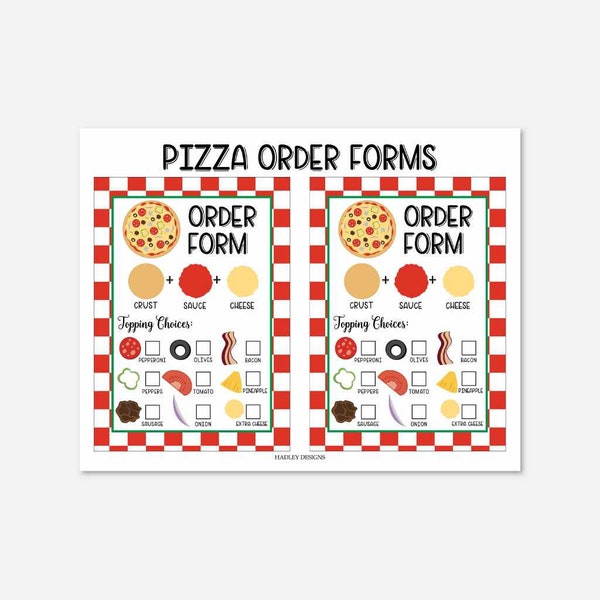 Pizza Party Order Form Template - Order Form Printable, Order Form Template Editable, Order Form Bundle, Order Form PDF, Pizza Order Form