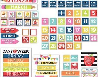 Colorful Classroom Calendar Set Bulletin Board Sets for Teachers - Bulletin Board Calendar for Classroom, School Calendar for Classroom,...