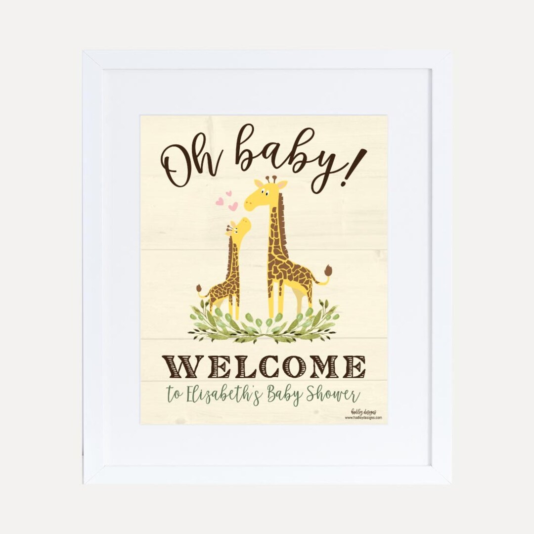 Giraffe Baby Shower Welcome Sign Template -welcome Sign for Baby Shower ...
