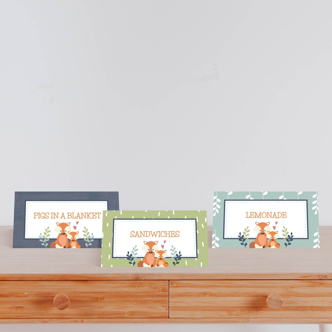 Fox Baby Shower Food Tent Cards Template Food Tent Card Etsy