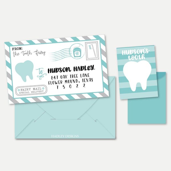 Tooth Fairy Envelope and Tooth Holder Printable, Editable First Lost Baby Tooth Keeper Template, DIY Letter Gift Keepsake, Tooth Fairy Idea