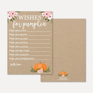 Pumpkin Girl Baby Shower Wishes Card Template - Baby Well Wishes, Well Wishes for Baby Book, Baby Shower Well Wish Mom Template