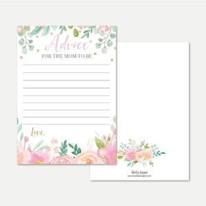 Rosa Pastell Blumen Baby-Dusche-Beratungs-Karten-Vorlage - Worte der Weisheit Karte für Baby-Dusche, Rat-Karten-Baby-Dusche, Beratung-Baby-Dusche
