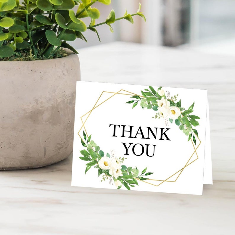 Greenery Wreath Baby Shower Thank You Card Template DIY Thank You Card Template Editable Thank Card Template Thank You Card Photo