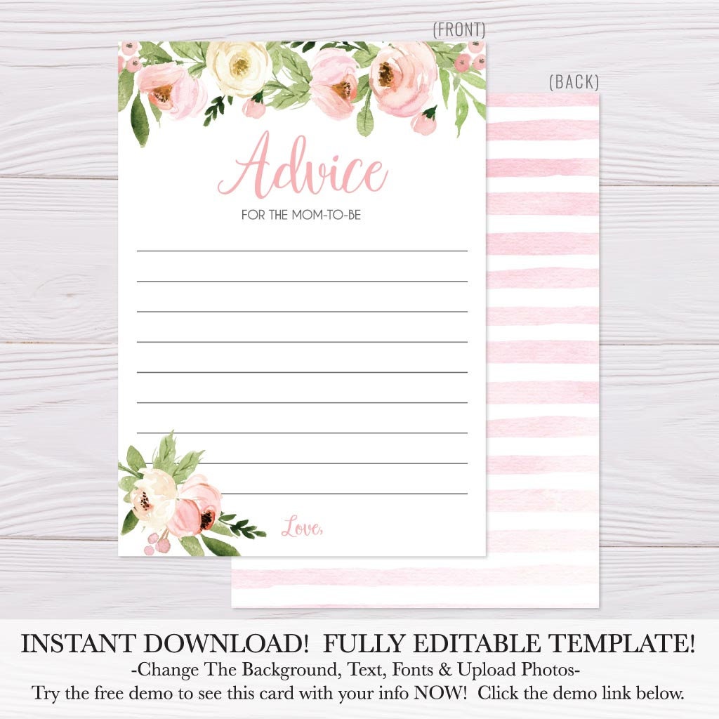 Advice for New Parents Advice Card Template Advice Card - Etsy