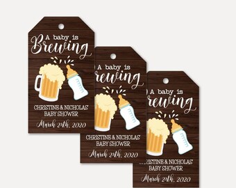 A Baby Is Brewing Baby Shower Thank You Favor Tags Template -Thank You Favor Tag Baby Shower, Thank Favor Tag Printable, Shower Thank