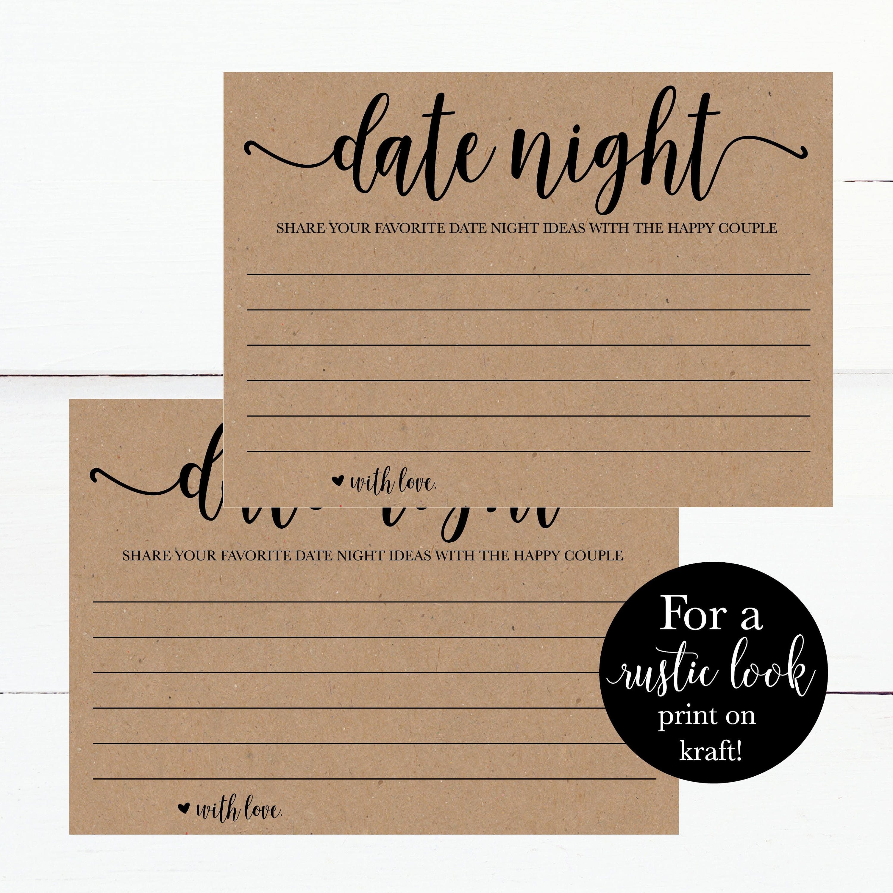 Bridal Shower Date Night Jar Ideas Printable Date Ideas for Etsy