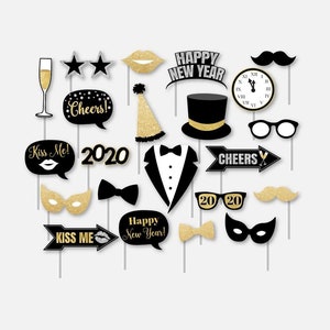 New Years Eve Party Photo Booth Props Template -  New Years Eve Party Photo Props, New Years Eve Party Photobooth Props, Photobooth Props