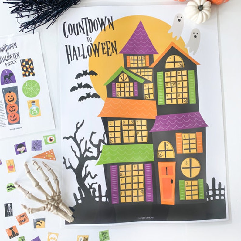 Halloween Countdown Printable Haunted House Advent Calendar & Etsy