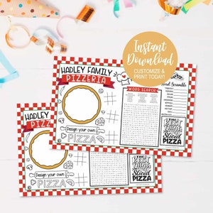 Pizza Table Place Mats, Pizza Party Table Placemats, Placemat For Kids, Placemat For Boys, Placemat For Children, Placemat For Party