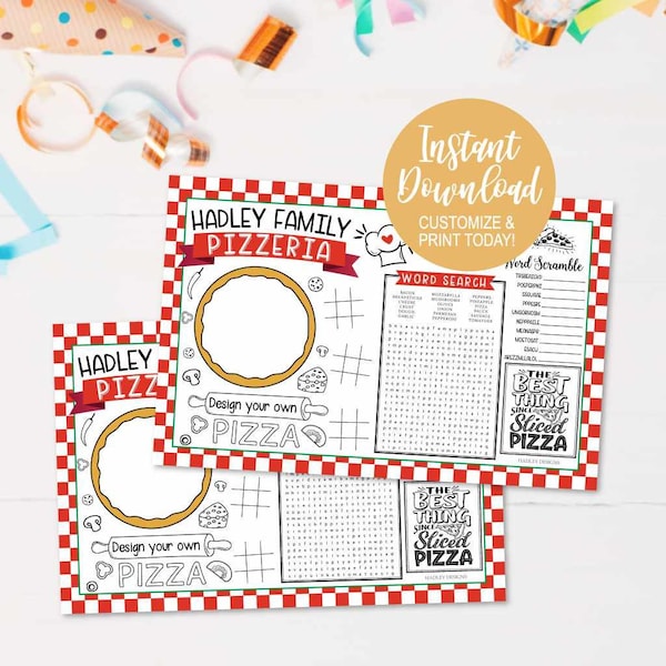 Pizza Table Place Mats, Pizza Party Table Placemats, Placemat For Kids, Placemat For Boys, Placemat For Children, Placemat For Party