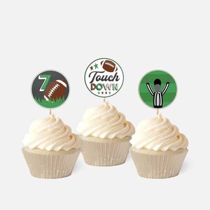 Field Football Kids Party Cupcake Topper Template - Name Cupcake Toppers, Printable Cupcake Topper Birthday, Custom Cupcake Toppers Editable