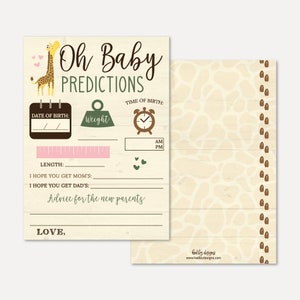 Giraffe Baby-Dusche-Vorhersagen Kartenvorlage - Andenken Baby-Dusche druckbar, Sofort Download Vorhersage, Hadley Designs
