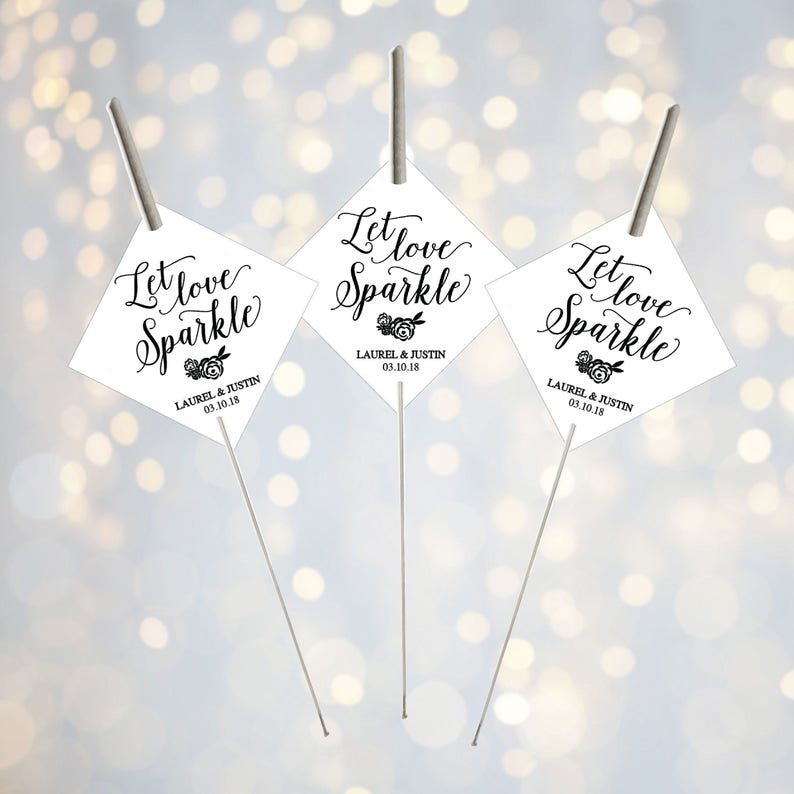 Printable Let Love Sparkle Tags for Sparklers White Classic | Etsy