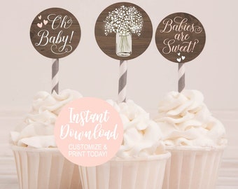 Baby Shower Cake Topper, Baby Shower Cupcake Topper Girl, Baby Shower Cupcake Topper Boy, Baby Shower Supplies, Printable Cupcake Topper