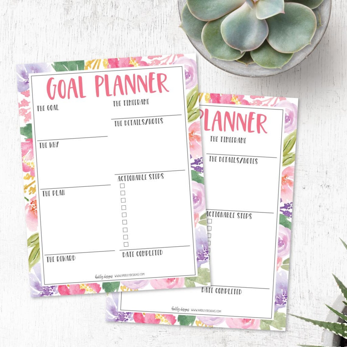 Goal Planner Template 8 5 X 11 Planner Pages 8 5 X 11 Etsy