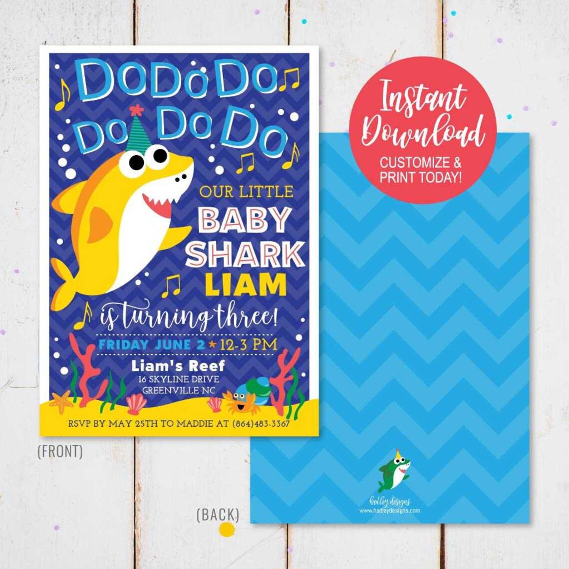 Baby Shark Invitation Download Baby Shark Invitation Instant Etsy
