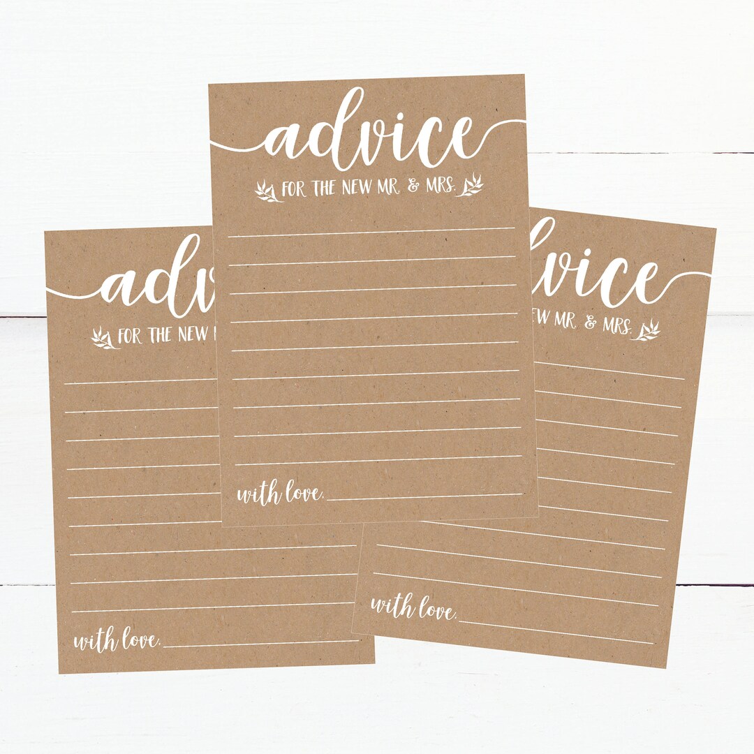 Marriage Advice Cards Funny Advice for the Newlyweds PDF - Etsy