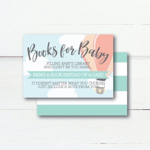 Hete lucht ballon baby shower boek aanvraag kaart, baby shower games afdrukbaar, baby shower boek aanvraag, zelf bewerken, DIY, Hadley Design
