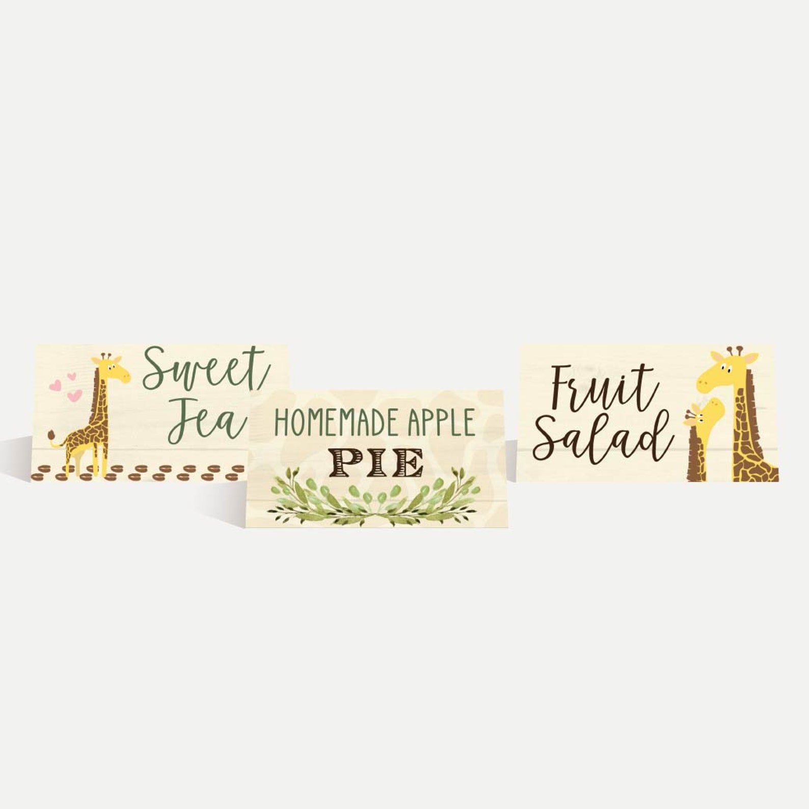 Giraffe Baby Shower Food Tent Cards Template Food Tent Card Etsy