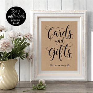 Printable Wedding Cards and Gifts Sign Rustic Bridal Shower Reception Ceremony Signage Gift Table Decor DIY Instant Download Template image 2