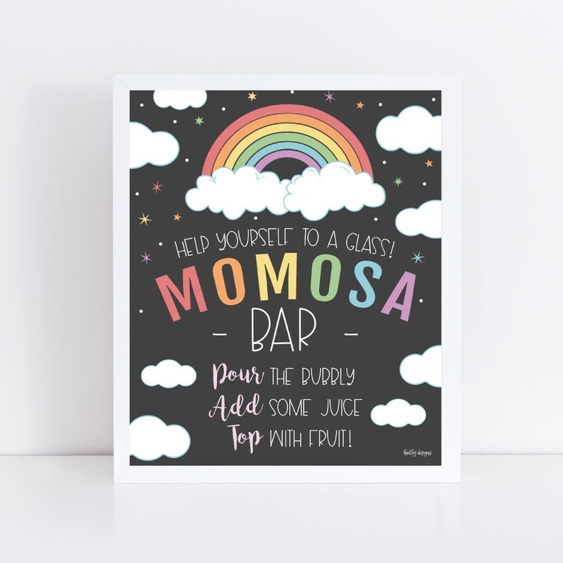 Rainbow Baby Shower Mimosa Sign Template Baby Shower Mimosa Etsy