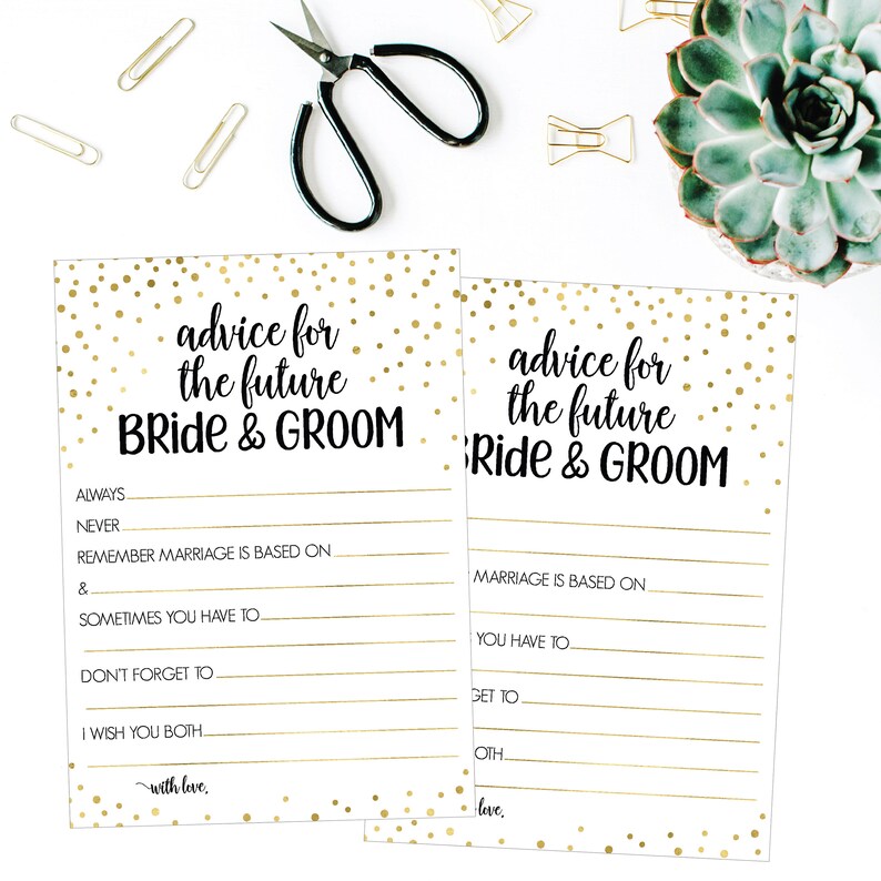 Gold Black Bridal Advice Card Printed Or Printable