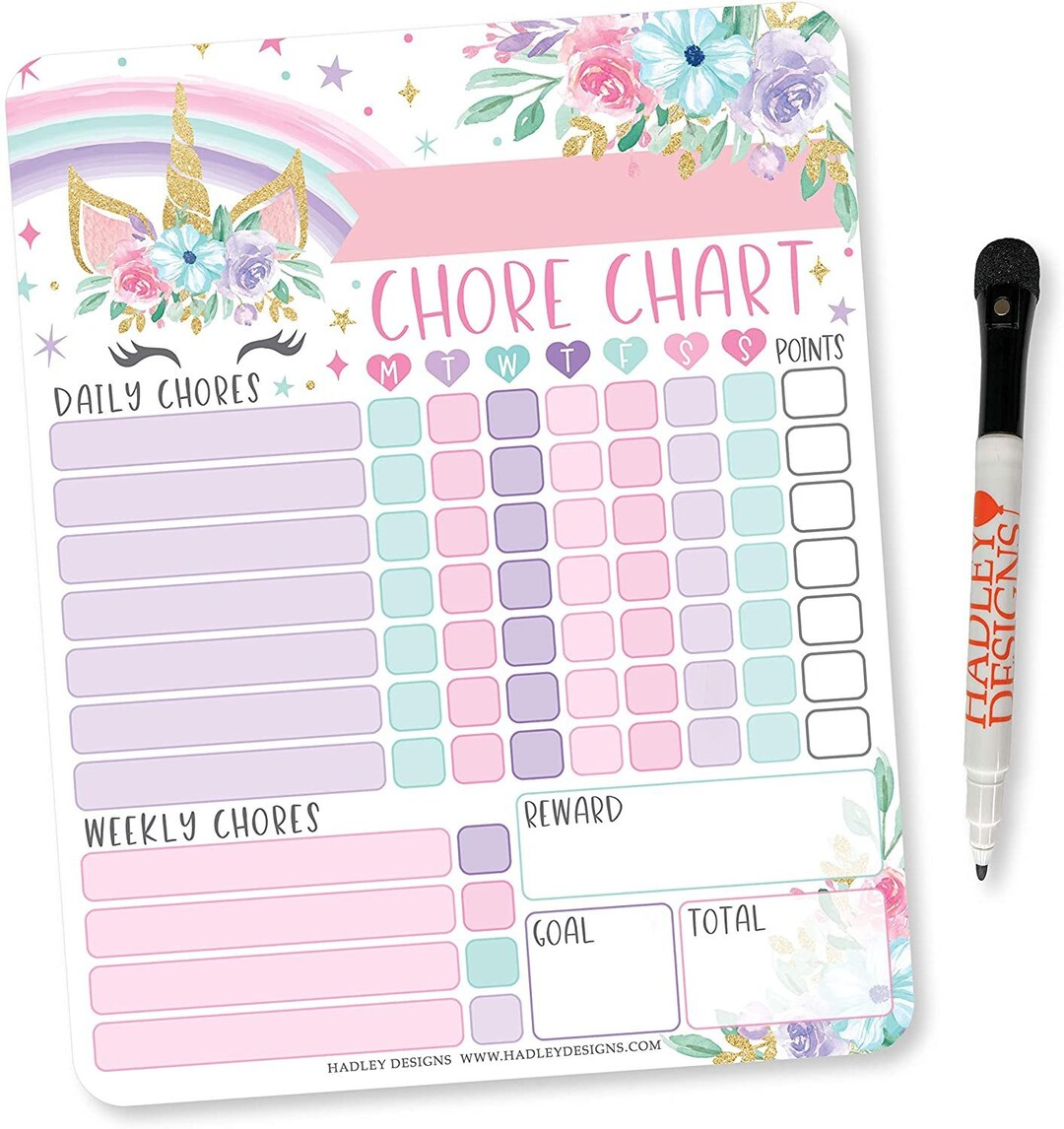 Unicorn Kids Chore Chart Reward Chart for Kids, Good Behavior