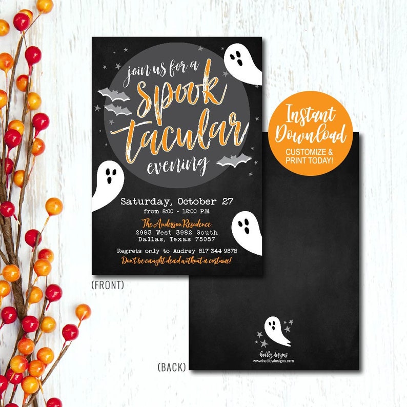 Editable Invitation Party Printable Vintage Halloween Scary - Etsy