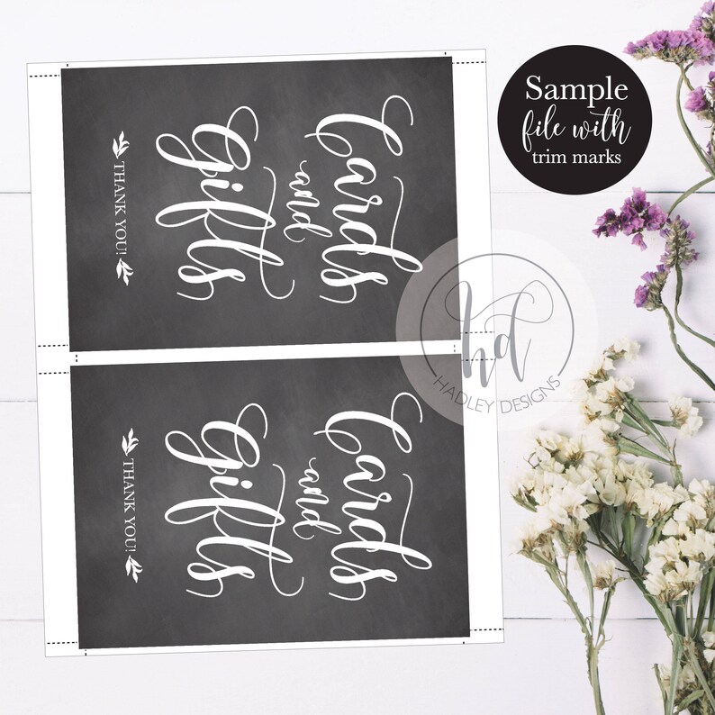 Chalkboard Printable Wedding Cards and Gifts Sign Rustic - Etsy