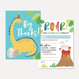 Dinosaur Kids Party Vul de lege bedankkaartsjabloon in - Vul de lege bedankkaart in, kinderen vullen in, vul de notitie in, Hadley Designs
