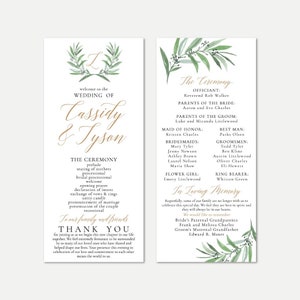 Modello di programma per matrimoni greenery - Disegni di programmi, Programmi di nozze Download istantaneo, Modello di formato del programma di nozze