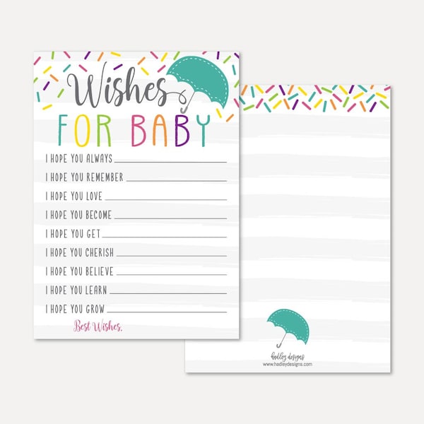 Sprinkle Baby Shower Wishes Card Template - Baby Well Wishes, Well Wishes for Baby Book, Baby Shower Well Wish Mom Template