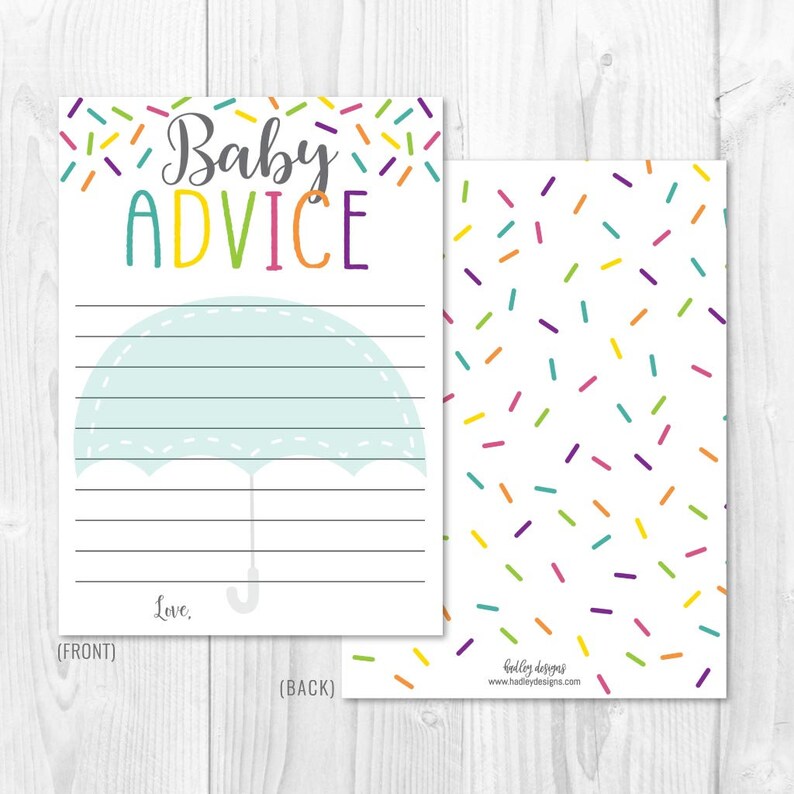 Sprinkle Baby Shower Advice Card Template Words of Wisdom Etsy