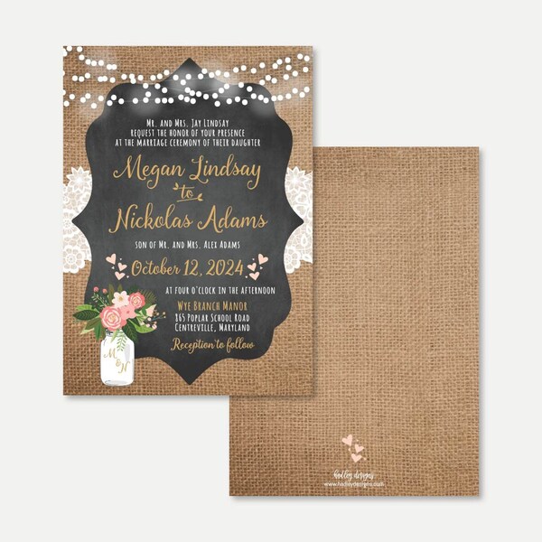 Burlap Wedding Invitations - Etsy