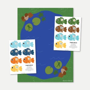 Magnetic Fishing Game for Kids Printable, Colorful Fish Pond Template, Counting Games for Toddlers, Fishing Carnival Game Indoor or Outdoor