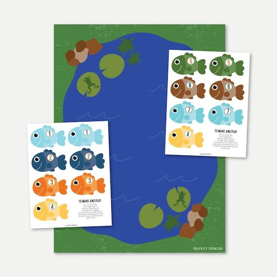 Magnetic Fishing Game for Kids Printable, Colorful Fish Pond Template,  Counting Games for Toddlers, Fishing Carnival Game Indoor or Outdoor 