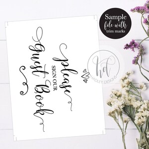 Wedding Guest Book Sign, Please Sign Our Guest Book Reception Table Decoration, Rustic Calligraphy Printable Decor, DIY Instant Download image 3